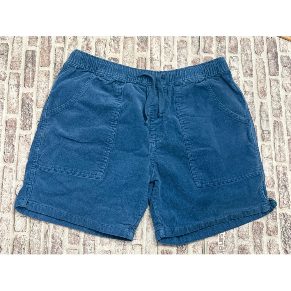 Katin Mens Cord Local Blue Corduroy Elastic Waist Drawstring Shorts Size Large